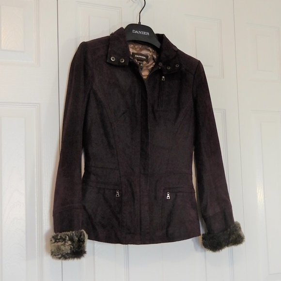 Danier deep purple Genuine Leather winter jacket in size 3XS - Picture 11 of 14